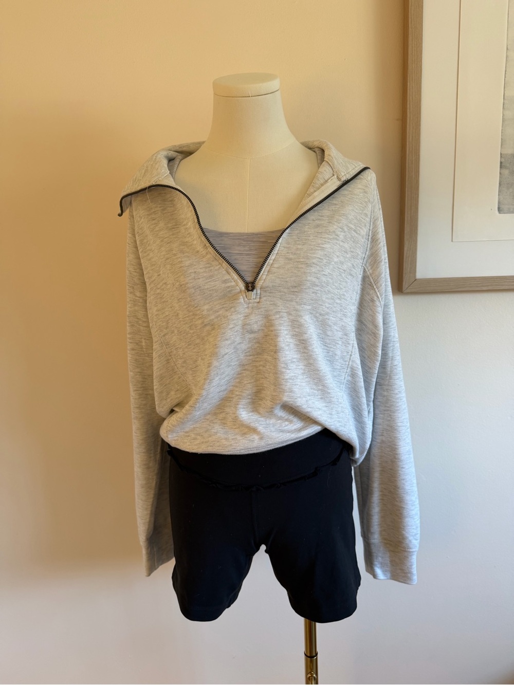 Danskin Light Gray Zip-Neck Pullover